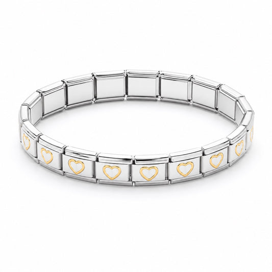 Brazalete Italiano Entre Corazones (18 pcs)